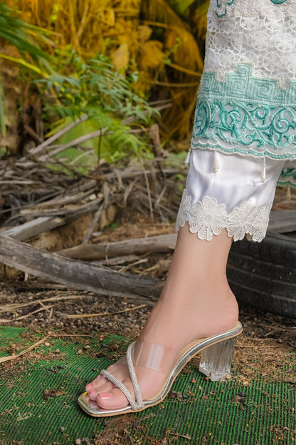 White Opulence 3 PC Embroidered Chiffon Suit