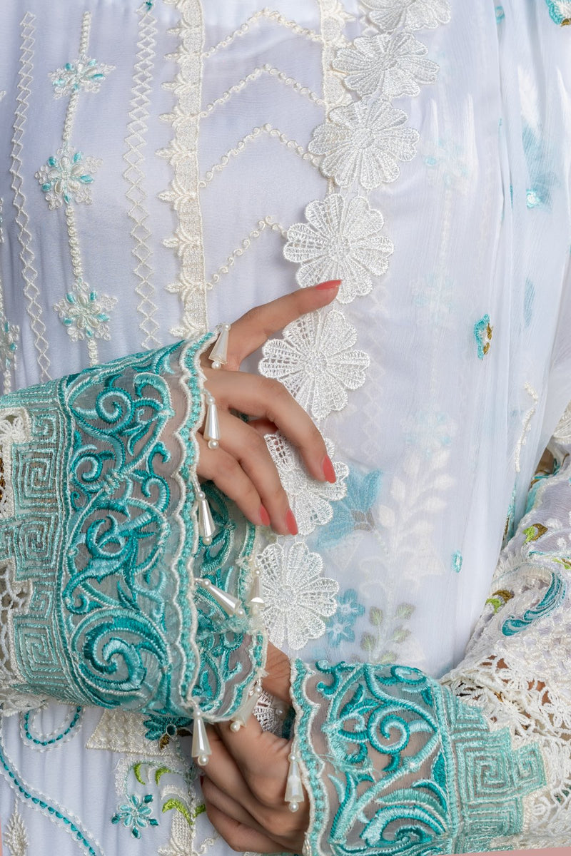 White Opulence 3 PC Embroidered Chiffon Suit