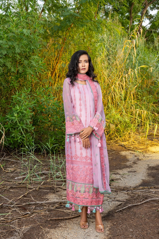 Royal Splendour 3 PC Embroidered Chiffon Suit