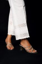 White Embroidered Schiffli Izaar Bottoms - Image 2